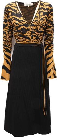 Diane Von F&uuml;rstenberg Tibetaanse Tijger Jurk - Dames - Casual kleedjes - Zwart - S - Kleedjes