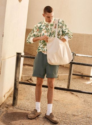 Le 31 Mens Cotton-linen Bermuda Shorts Inseam: 9