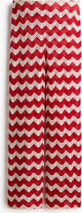 H&M Jerseyhose im H&auml;kellook mit Jacquardmuster - Weiss/Rot Gestreift