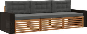 vidaXL Conjunto De Sof&aacute;s De Exterior 3 Uds. Natural Y Antracita Vidaxl