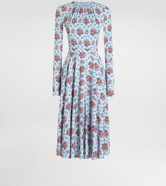 Dolce & Gabbana Small Flower Bouquets-print Long Charmeuse Dress - Woman Dresses Multicolor 38