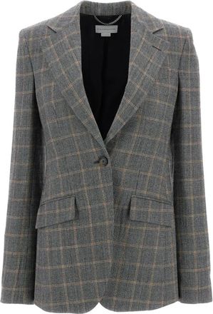Stella McCartney Checked Virgin Wool Blazer - Dames - Blazers - Grijs - L - Katoen - Jassen
