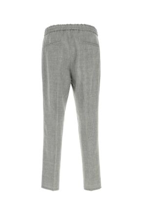 Brunello Cucinelli Mens Grey Linen Blend Pant C032 Exterior: Virgin Wool Pantaloni Trousers