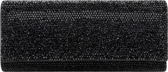 Twentyfourhaitch Pochette rigida rivestita di micro strass - Dames - Clutches - Zwart - ONE Size - Polyester - Tassen