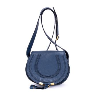 Chlo&eacute; Pre-owned Womens Small Marcie Saddle Shoulder Bag - Blue/Navy - One Size