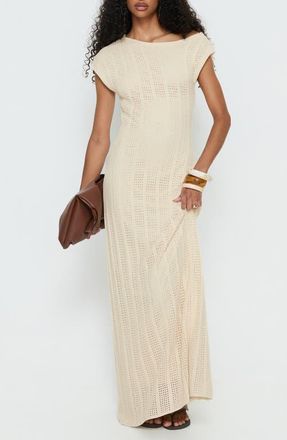 Princess Polly Break My Soul Cap Sleeve Pointelle Maxi Dress in Beige at Nordstrom, Size X-Small/small