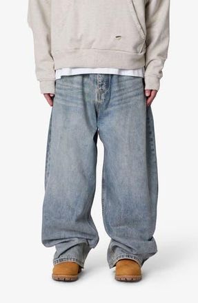 mnml Mega Baggy Waxed Denim Jeans in Medium Blue at Nordstrom Rack, Size X-Large