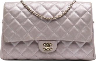 Chanel 2014-2015 CC Quilted Iridescent Calfskin Clutch with Chain shoulder bag - Roze