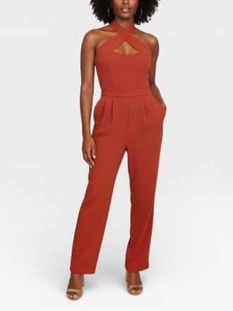 Rachel Roy Roxie Halter Jumpsuit in Sienna at Nordstrom, Size X-Large