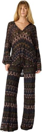 Missoni Viscose Lam&eacute; Blouse With Arabesque Motif in Green& Brown at Nordstrom, Size X-Small
