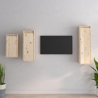 vidaXL Vidaxl - Muebles Para Tv 3 Piezas Madera Maciza De Pino