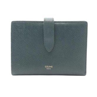 Celine Pre-owned Wallets, female, Green, Size: ONE SIZE Pre-owned Medium Strap Wallet Leather Bifold Wallet