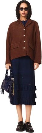 Maje Suede jacket in Chocolate Brown at Nordstrom, Size 40 Eu