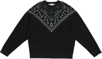 Marcelo Burlon Black Bandana Knit Comfort Crew Neck Sweater