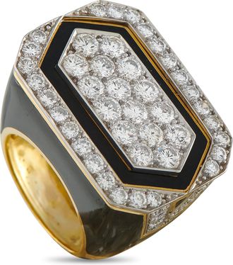 David Webb 18K Yellow Gold 3.50ct Diamond and Onyx Ring DW12-042726