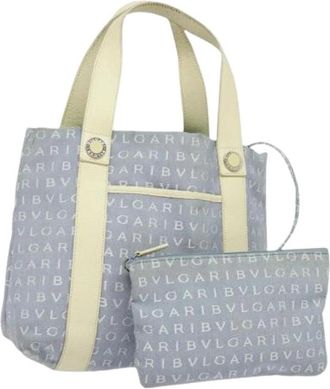 Bulgari Tweedehands Canvas handtassen - Dames - Vintage Shopper - Blauw - ONE Size - Leer - Vintage