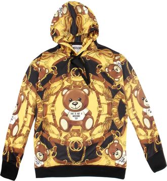 Moschino Mens Teddy Sweatshirt Hoodie In Black/yellow