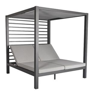 Concept Usine Cama de jard&iacute;n de 2 plazas con estructura de aluminio gris oscuro