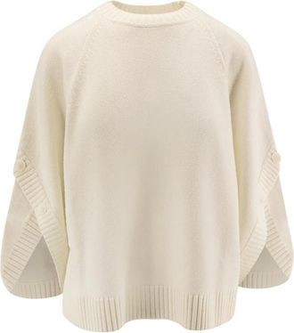 Max Mara Truien & Vesten, Dames, Wit, L, Wol, Rondgebreide trui