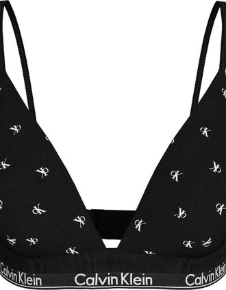 Calvin Klein Womens Women Diamond Logo Print Lightly Lined Triangle Bra, Black - Size: XS