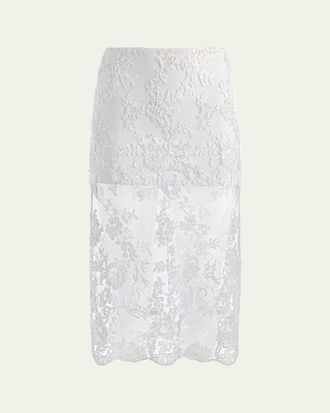 Alice & Olivia Medine Embellished Lace Midi Skirt
