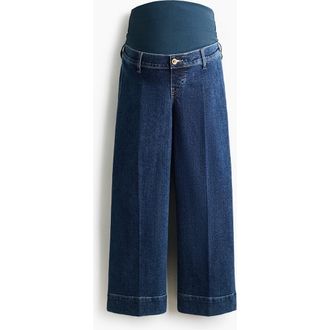 H&M Mama Wide High Waist Ankle Jeans in Dark Denim Blue at Nordstrom, Size Xx-Large