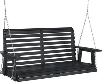 vidaXL Garden Swing Bench with Metal Chains Black Solid Wood Fir vidaXL