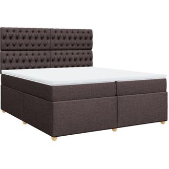 vidaXL Vidaxl - Cama Box Spring Con Colch&oacute;n Tela Marr&oacute;n Oscuro 200x200 Cm