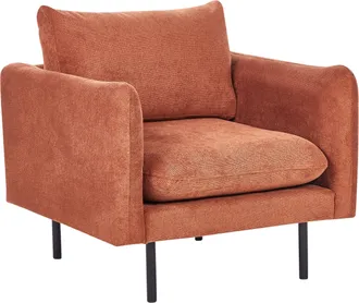 Beliani Sill&oacute;n De Tela Respaldo Acolchado Patas De Metal Negras Estilo Retro Moderno Chenilla Marr&oacute;n Dorado Vinterbro