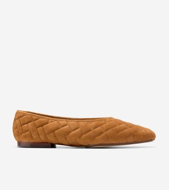 Cole Haan Womens Jasleen Quilted Ballet Flats - Brown Size 10.5