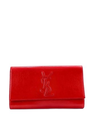 Saint Laurent Belle de Jour Leather Large clutch bag - women - Calf Leather/Leather - One Size - Red