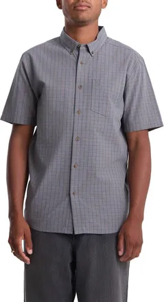 Volcom Brewster Check Short Sleeve Button-Down Shirt in Moonbeam at Nordstrom, Size X-Large
