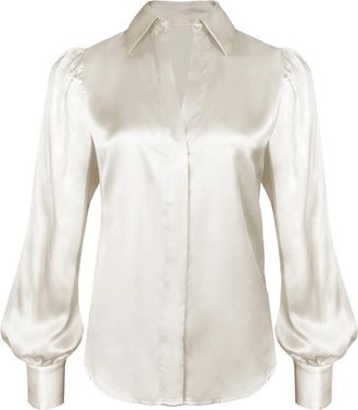 Gold Hawk Womens Romantic Silk Shirt In Dove