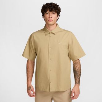 Nike Mens Club Short-Sleeve Button-Down Shirt in Brown | HJ2029-297