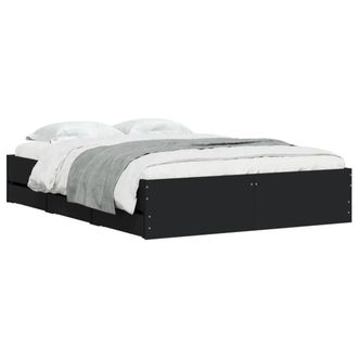 Berkfield Home Modern Bed Frame with Drawers without Mattress Black 120x190 cm S | Size: Small Double