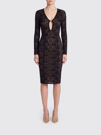 Elisabetta Franchi Lace Midi Sheath Dress with Cut-Out Details