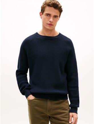 Tommy Hilfiger Mens Fisherman Knit Crewneck Sweater - Navy - XL