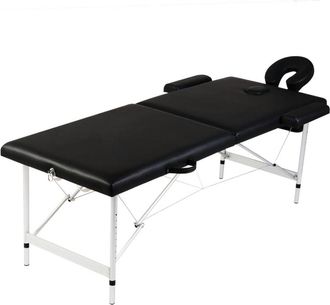 Nova Camilla De Masaje Plegable De 2 Zonas Con Estructura De Acero Inoxidable Color Negro 020001886