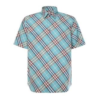 Burberry Short Sleeve Shirts, male, Blue, Size: M Short Sleeve Shirt