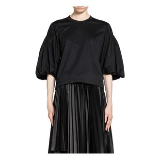 Comme Des Gar&ccedil;ons Blouses, female, Black, Size: S Gathered Cotton Jersey T-Shirt