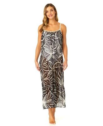 Anne Cole Womens Adjustable Maxi Dress with Seashell Trim Cover Up in Meteorite at Nordstrom, Size X-Large
