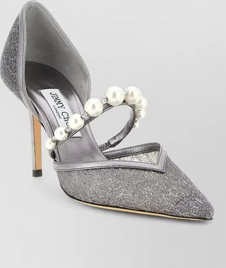 Jimmy Choo London pearl-embellished glitter pumps