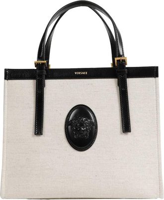 Versace Rivi&egrave;re Canvas Tote - Dames - Shoppers - Beige - ONE Size - Katoen - Tassen
