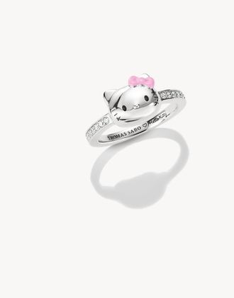 Thomas Sabo Hello Kitty anello con fiocco rosa in argento, nero, bianco, rosa