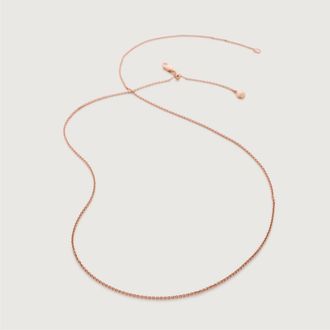 Monica Vinader Fine Chain 24 with adjuster, Rose Gold Vermeil on Silver