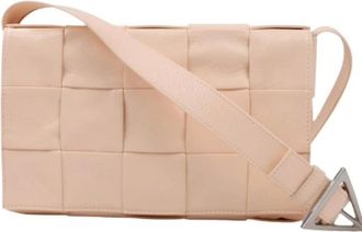 Bottega Veneta Pre-owned Cross Body Bags, female, Beige, Size: ONE SIZE Pre-owned Cassette Leather Shoulder Bag