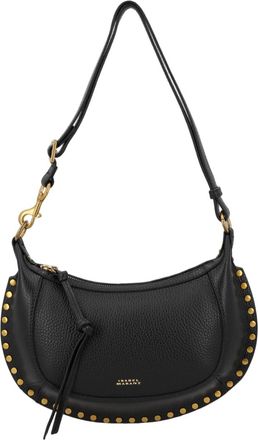Isabel Marant Crescent-Shaped Black Leather Shoulder Bag with Metallic Accents
