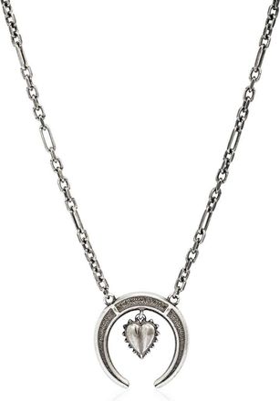 Roberto Cavalli Palladium Podium Moon And Heart Pendant Necklace