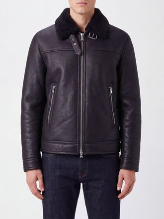 Dondup Lambskin Leather Jacket with Fur Collar and Zip Closure