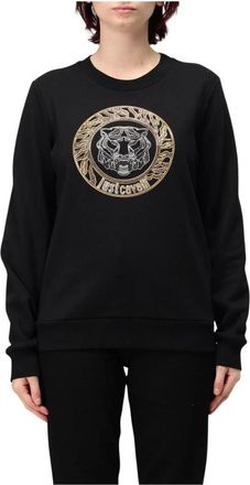 Just Cavalli Grafische Print Crew Neck Sweatshirt - Dames - Sweatshirts - Zwart - S - Katoen - Hoodies & sweatvesten